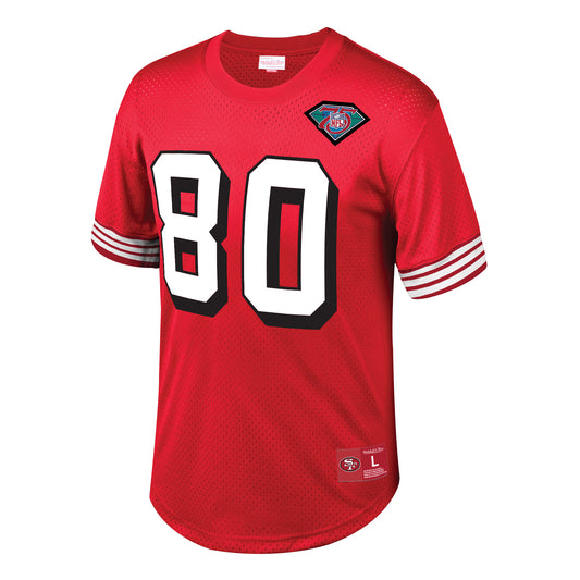 San Francisco 49ers Jerry Rice Retired Player Mesh Crewneck Top - Front View