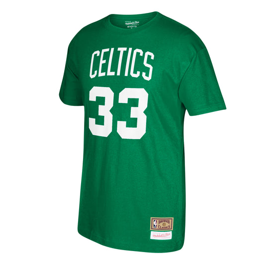 Boston Celtics Larry Bird Hardwood Classics Name & Number T-Shirt - Front View