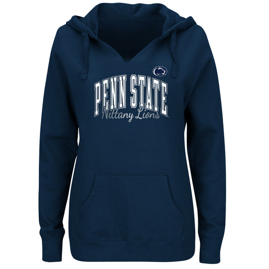 Navy Penn State Plus Women's Script Pullover Hood - Front View