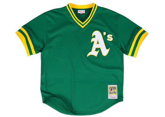 Authentic Mesh BP Jersey Oakland Athletics 1998 Rickey Henderson - Front View