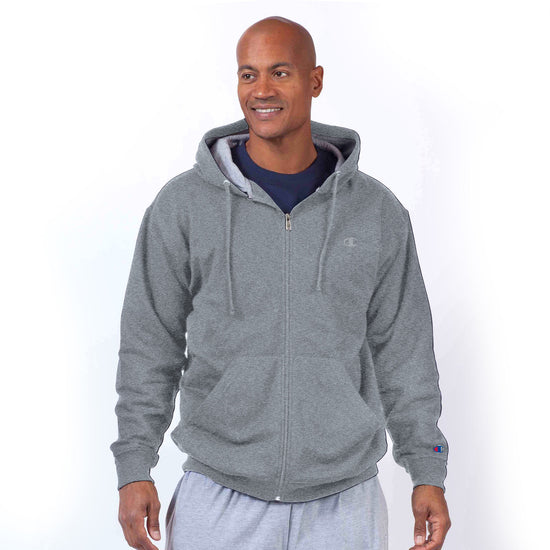 Champion Oxford Heather Full Zip Hoodie - Front View