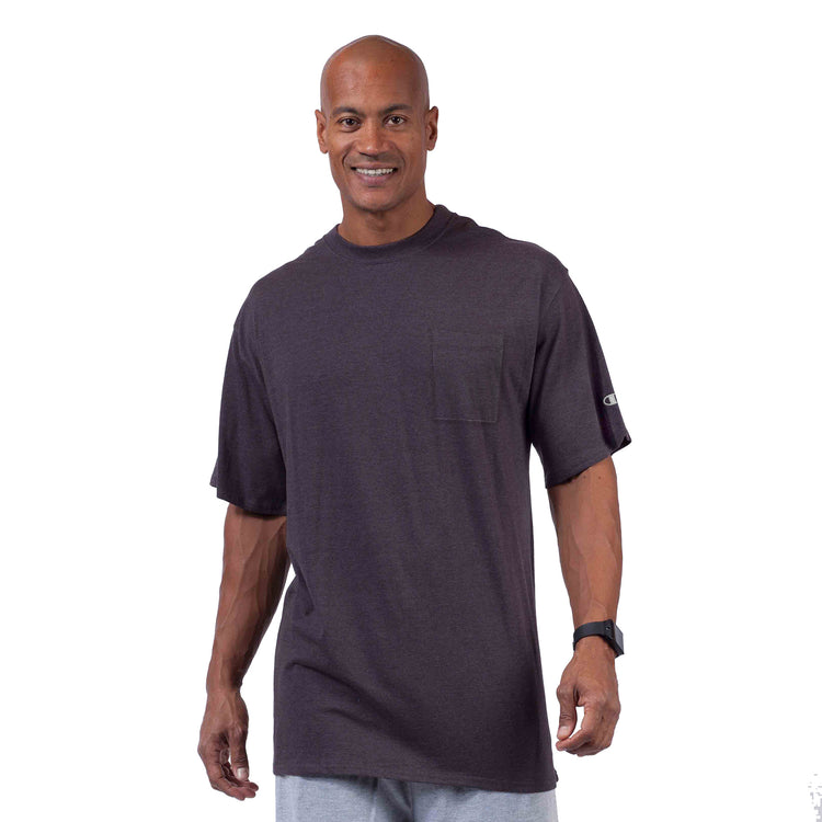 Champion Granite Heather Jersey Pocket T-Shirt - Front View