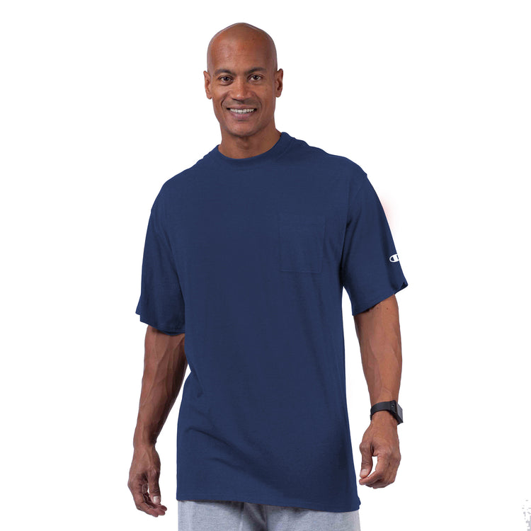 Champion Navy Jersey Pocket T-Shirt - Front View