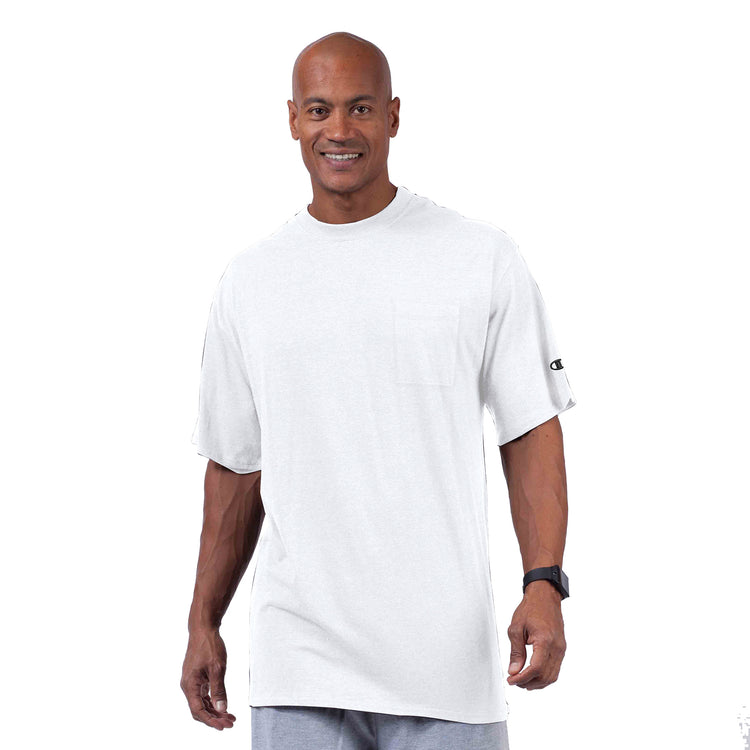 Champion White Jersey Pocket T-Shirt - Front View