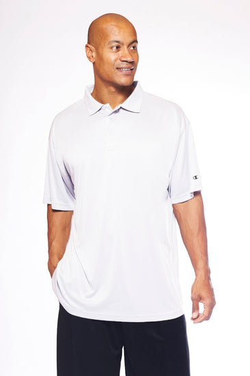 Champion White Performance Polo Shirt - Front View