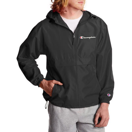 Champion Full Zip Packable Jacket - Black Front View