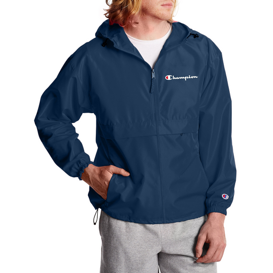 Champion Full Zip Packable Jacket - Navy Front View