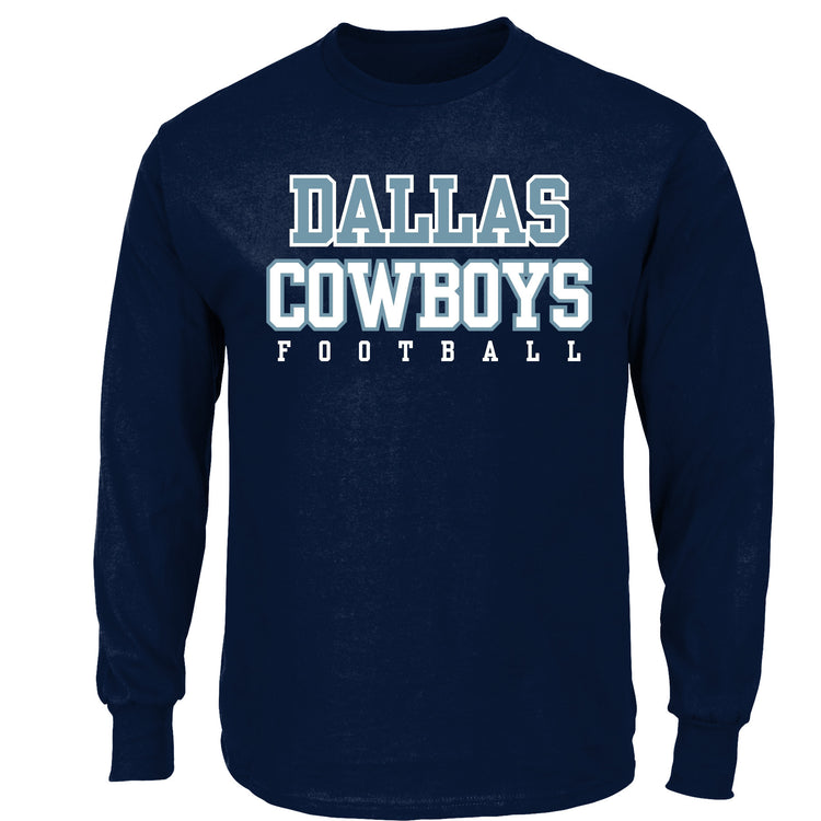 Dallas Cowboys Football Long Sleeved T-Shirt in Navy - Front View