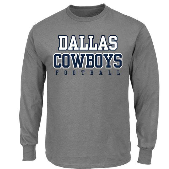 Dallas Cowboys Football Long Sleeved T-Shirt in Heather Grey - Front View