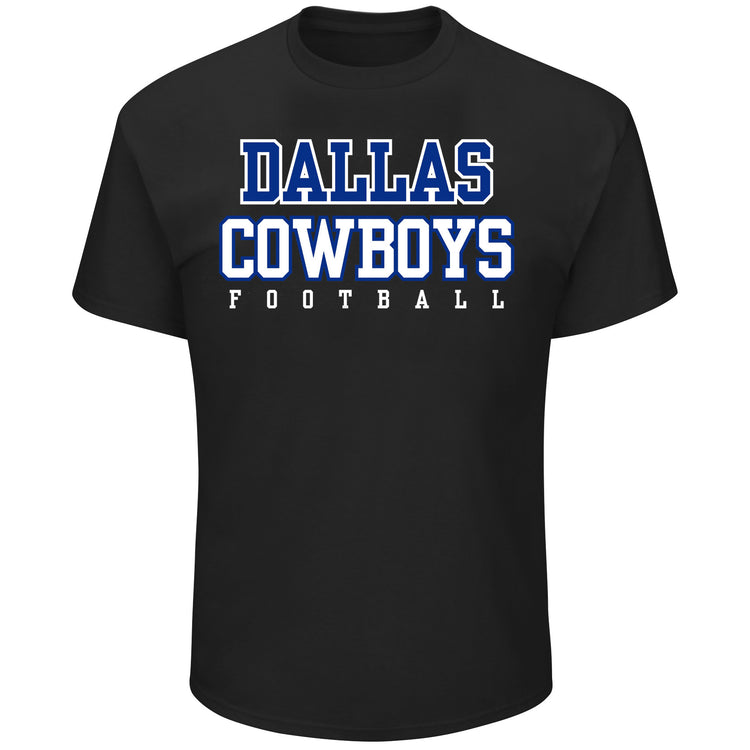 Dallas Cowboys Football T-Shirt in Black - Front View