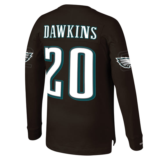 Philadelphia Eagles Brian Dawkins Name & Number Longsleeve T-Shirt - Back View