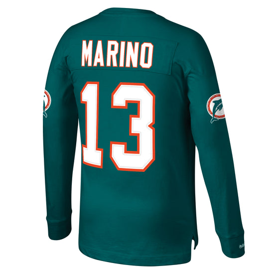 Miami Dolphins Dan Marino Name & Number LongsleeveT-Shirt - Back View