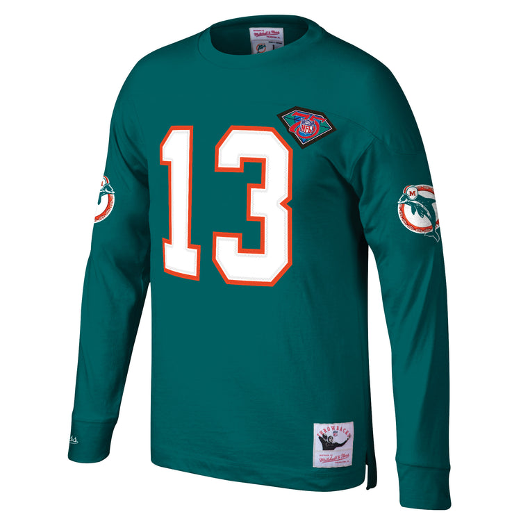 Miami Dolphins Dan Marino Name & Number LongsleeveT-Shirt - Front View