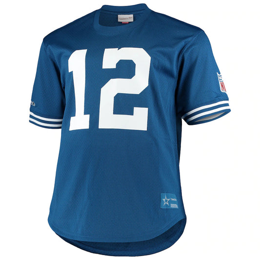 Dallas Cowboys Roger Staubach Retired Player Mesh Crewneck Top - Front View