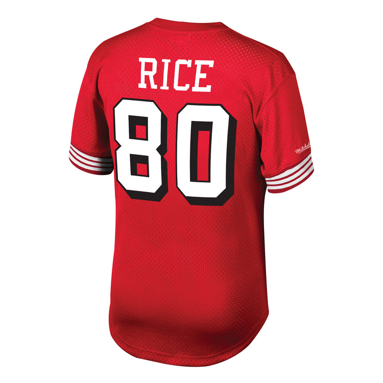San Francisco 49ers Jerry Rice Retired Player Mesh Crewneck Top - Back View