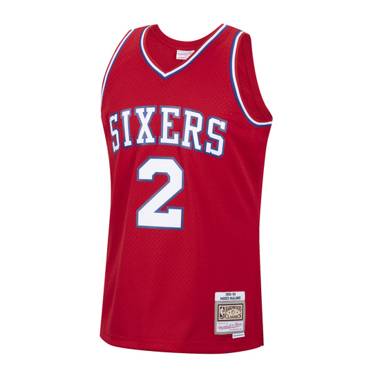 Red Swingman Jersey Philadelphia 76ers 1982-83 Moses Malone - Front View
