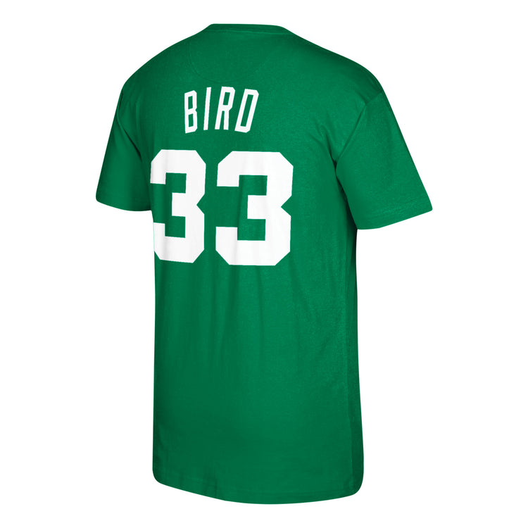 Boston Celtics Larry Bird Hardwood Classics Name & Number T-Shirt - Back View