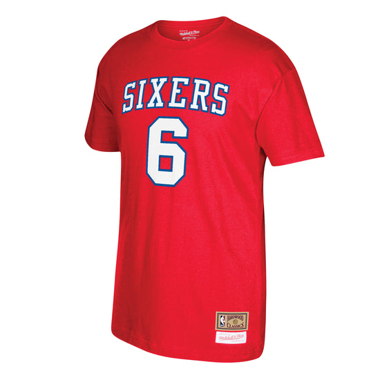 Philadelphia 76ers Julius Erving Hardwood Classics Name & Number T-Shirt - Front View