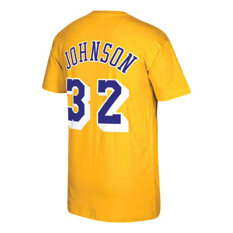 Gold Los Angeles Lakers Magic Johnson Hardwood Classics Name & Number T-Shirt - Back View