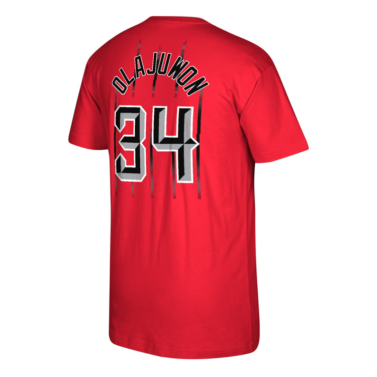 Houston Rockets Hakeem Olajuwon Hardwood Classics Name & Number T-Shirt - Back View