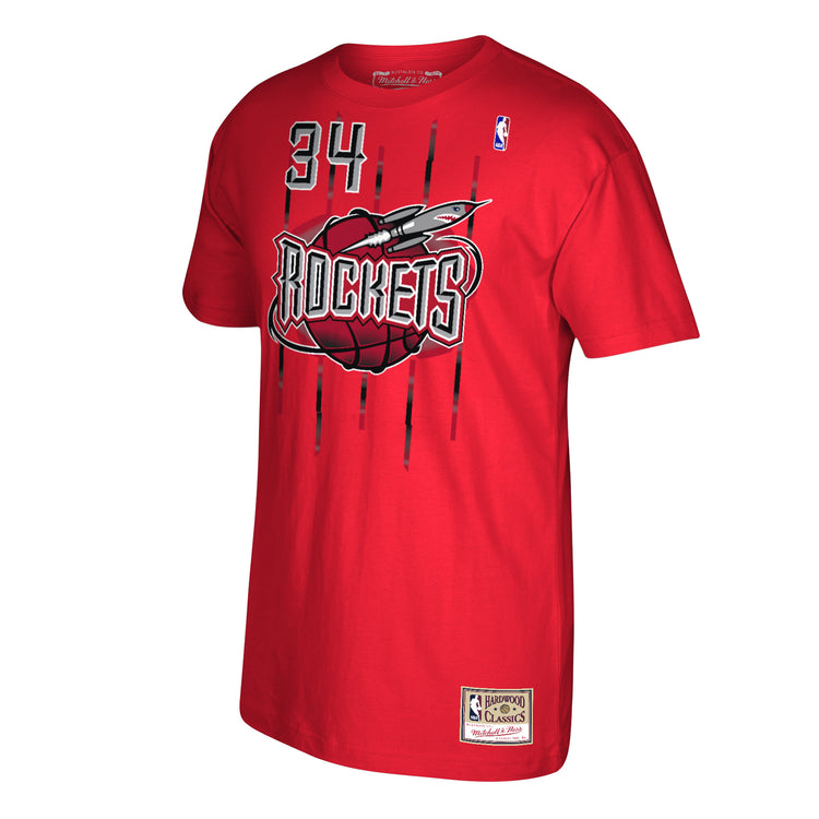 Houston Rockets Hakeem Olajuwon Hardwood Classics Name & Number T-Shirt - Front View