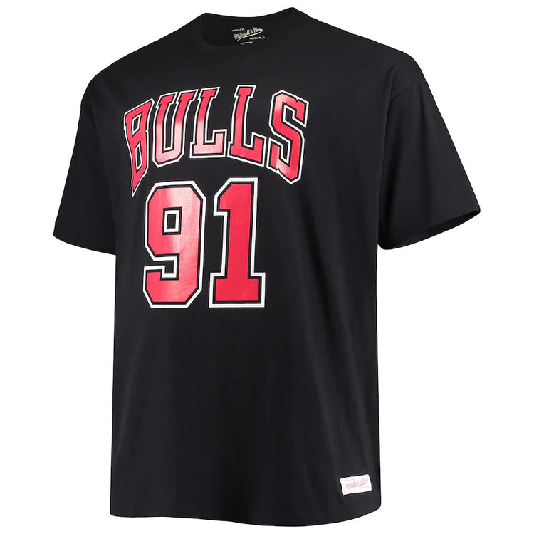 Black Chicago Bulls Dennis Rodman Hardwood Classics Name & Number T-Shirt - Front View