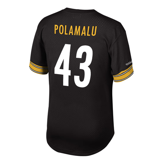 Pittsburgh Steelers Troy Polamalu Retired Player Mesh Crewneck Top - Back View