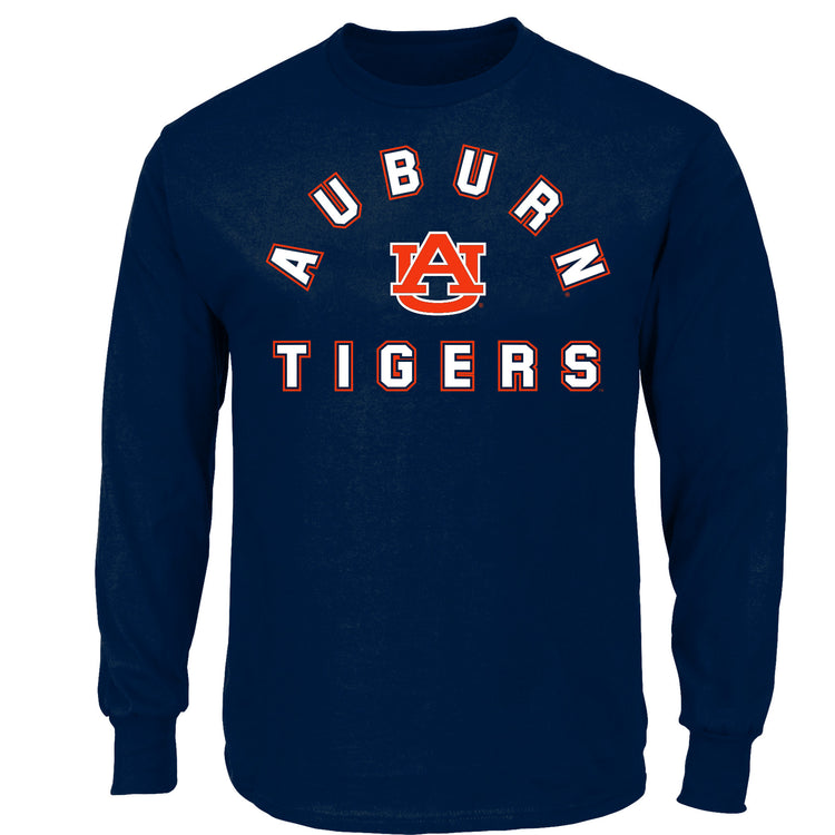 Navy Auburn Arched Logo Long Sleeved Tee - Front View