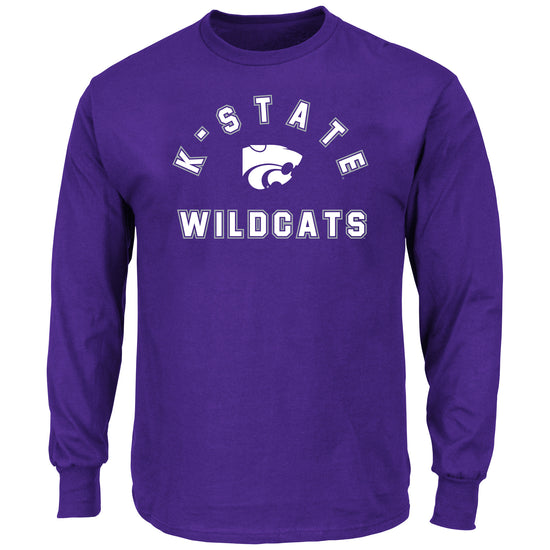 Purple NCAA Kansas State Arched Logo Long Sleeved Tee - Front View