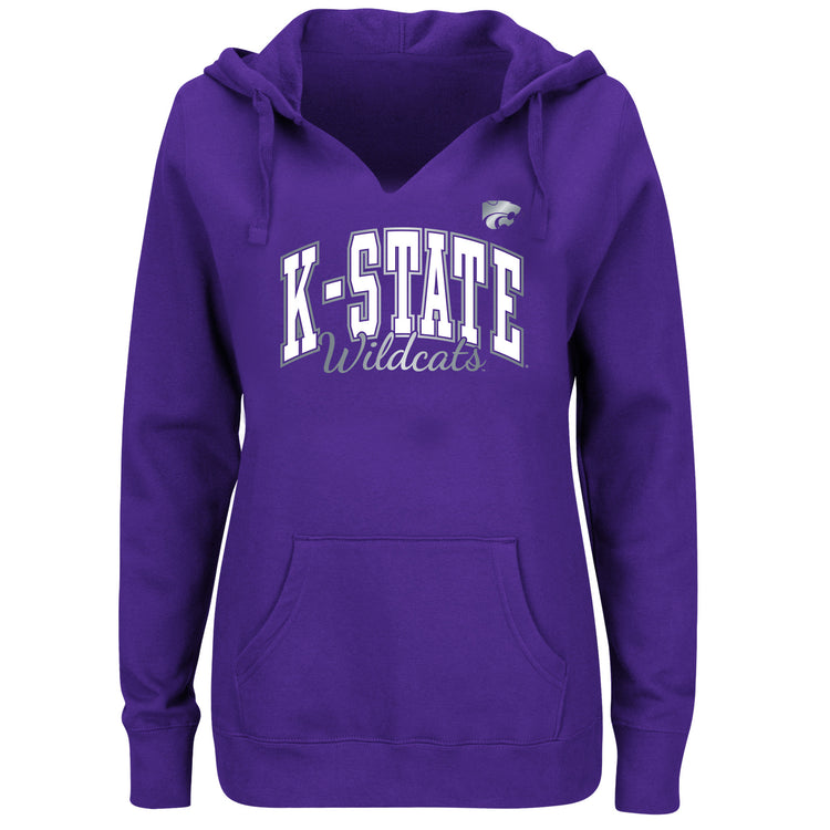 Purple NCAA Kansas State Plus Women's Script Pullover Hood - Front View