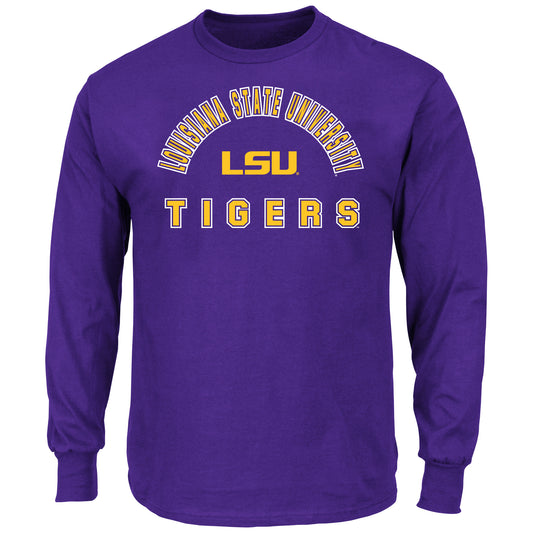 Purple NCAA LSU Arched Logo Long Sleeved Tee - Front View