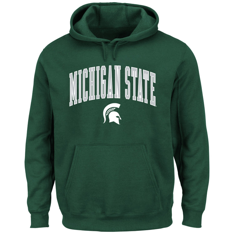 Dark Green Michigan State Big Logo Pullover Hood - Front View
