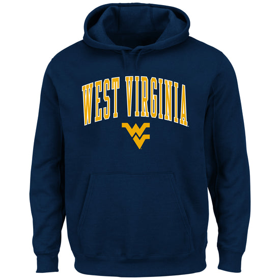 Navy West Virginia Big Logo Pullover Hood - Front View