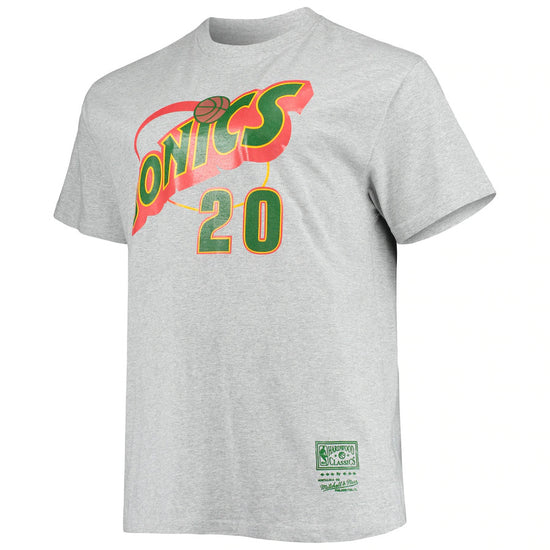 Seattle Supersonics Gary Payton Hardwood Classics Name & Number T-Shirt - Front View